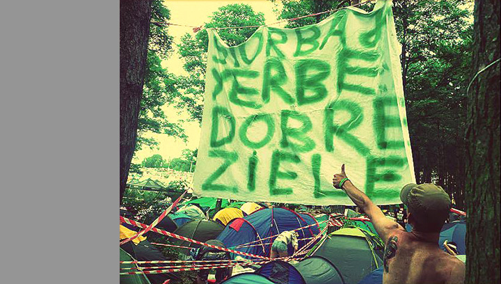 Banner reklamowy Grześka na Woodstocku, 2013. 