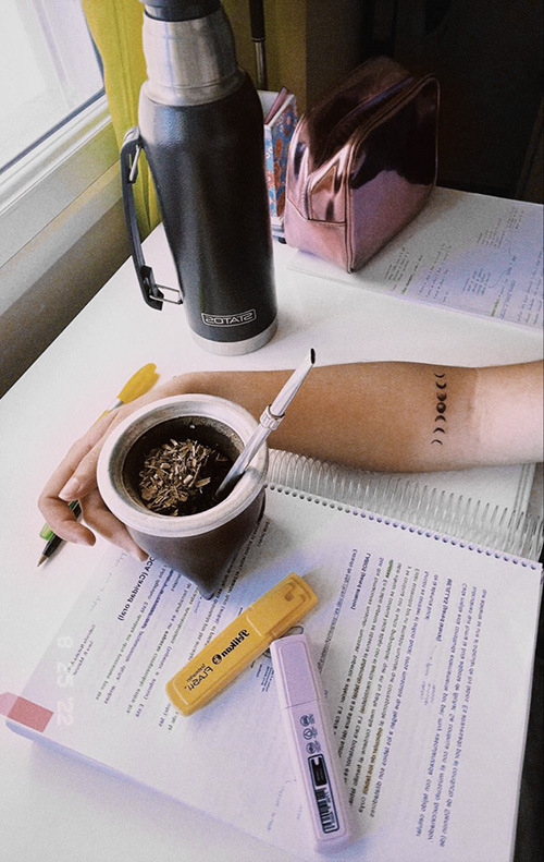 Yerba Mate podczas nauki w domu / fot. Pinterest: @almamartella